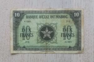 Billet 10 FRANCS. Banque d'Etat du Maroc