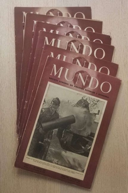 MUNDO. Revista mensual de Política Exterior y Economía nº 242-255-262-265-266-274 (años 1944 y 1945) (lote 5 revistas + de regalo la nº 273)