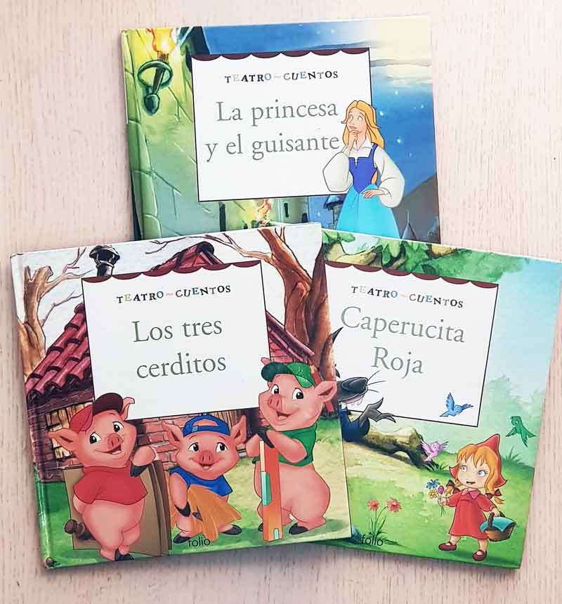 TEATRO-CUENTOS, pack tres libros: CAPERUCITA ROJA - LOS TRES CERDITOS - LA PRINCESA Y EL GUISANTE